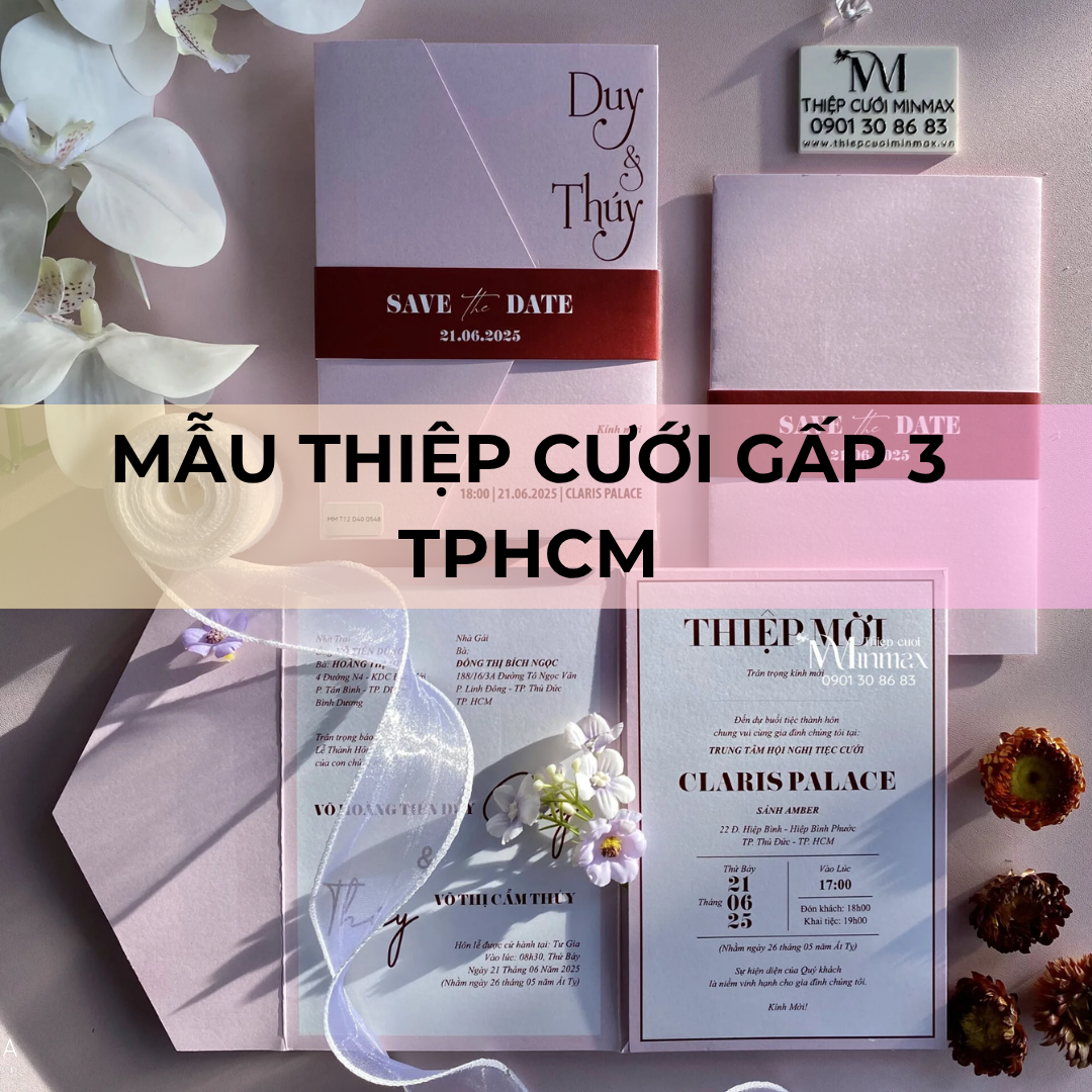 Mẫu Thiệp cưới gấp 3 TPHCM