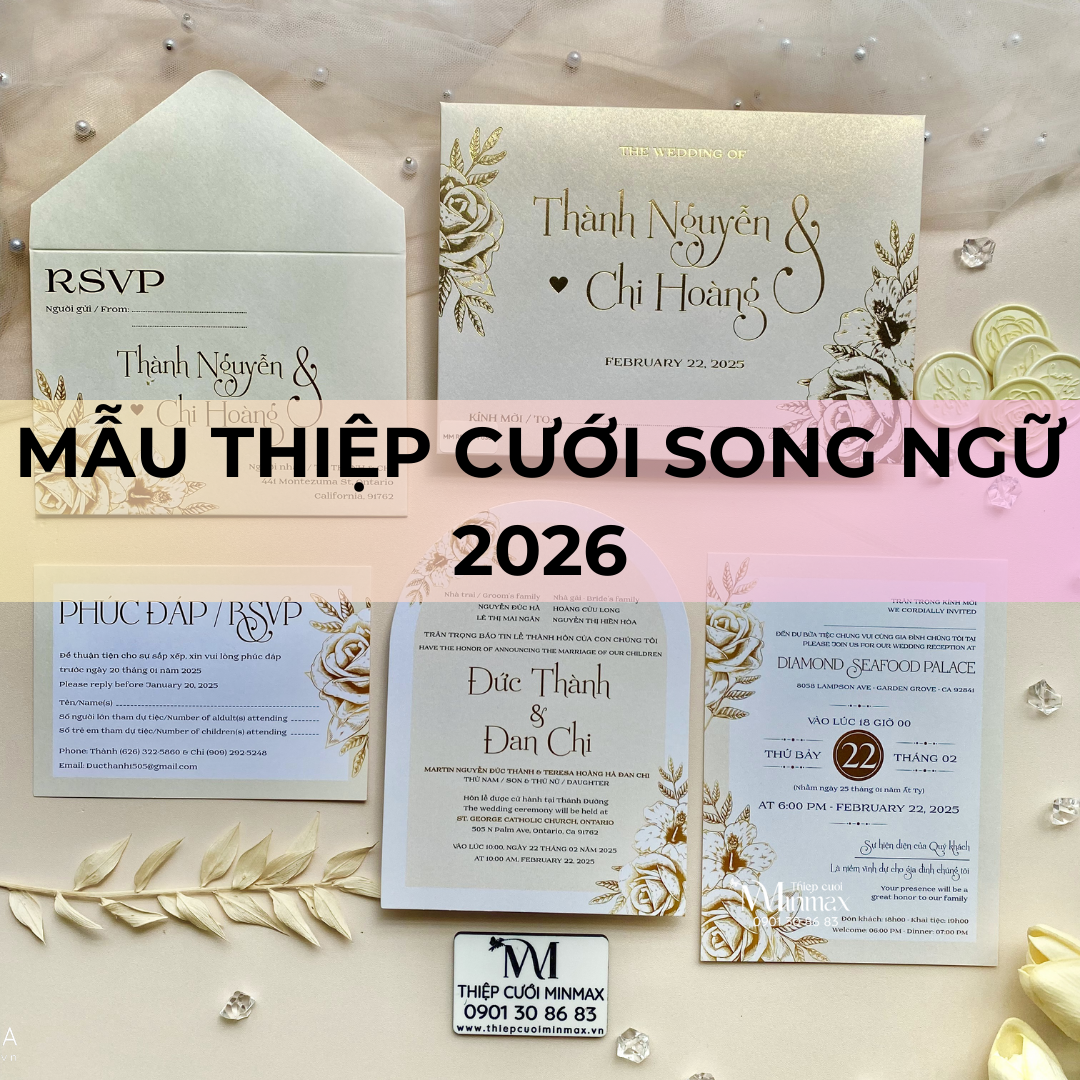 Mẫu Thiệp Cưới Song Ngữ 2026