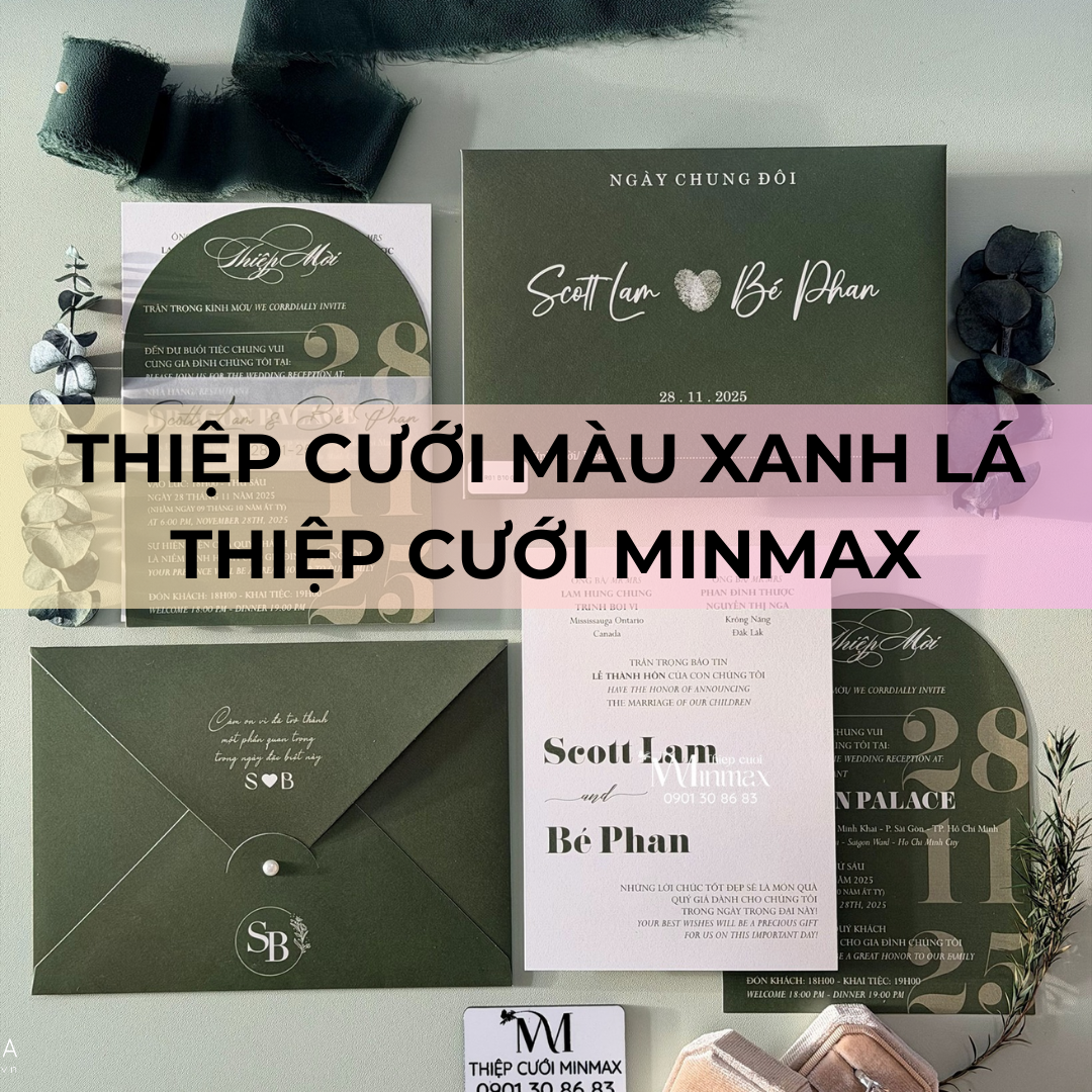 Thiệp cưới màu xanh lá - Thiệp cưới MinMax