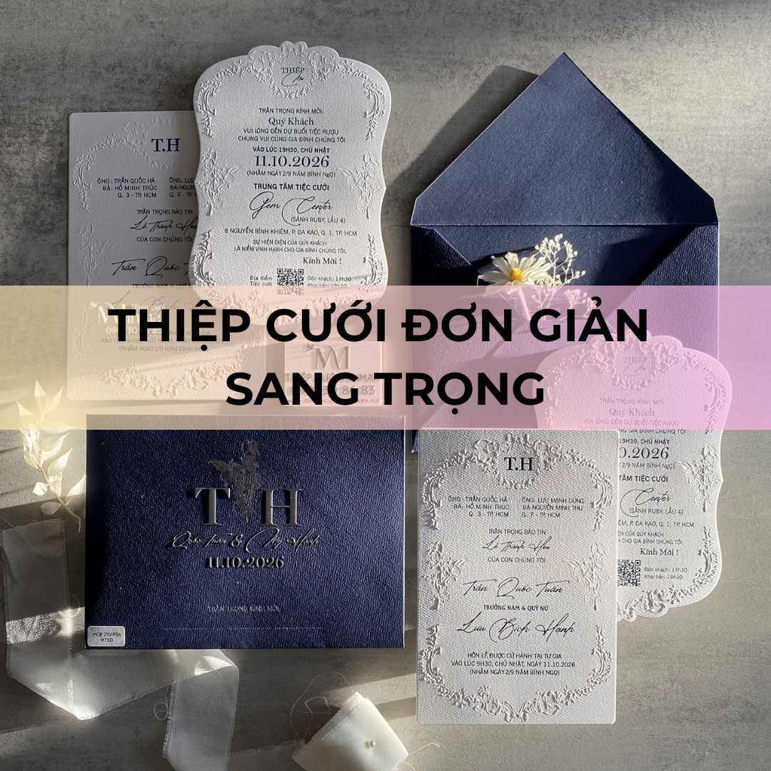 thiệp cưới đơn giản sang trọng
