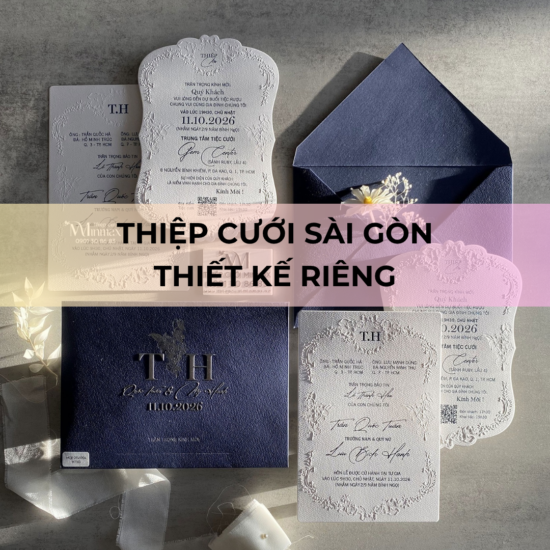 Thiệp cưới Sài Gòn thiết kế riêng