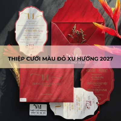 Thiệp Cưới Màu Đỏ Xu Hướng 2027